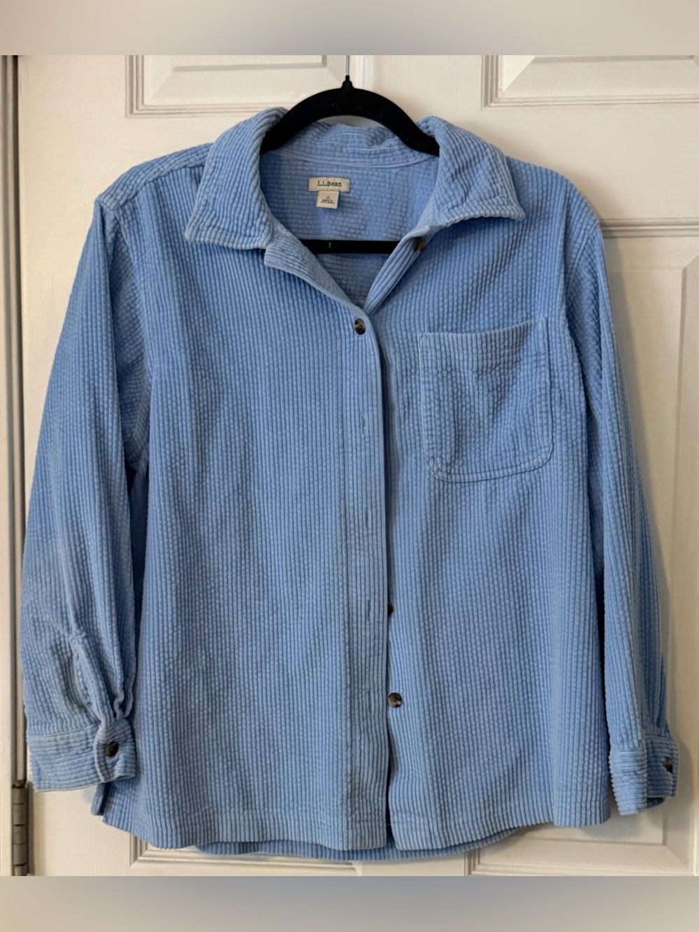 L.L.Bean Corduroy Shirt Womens SP Light Blue Button Up Overshirt